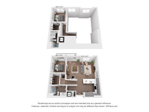 Floor plan for 2 beds, 2 baths, 1313 sqft